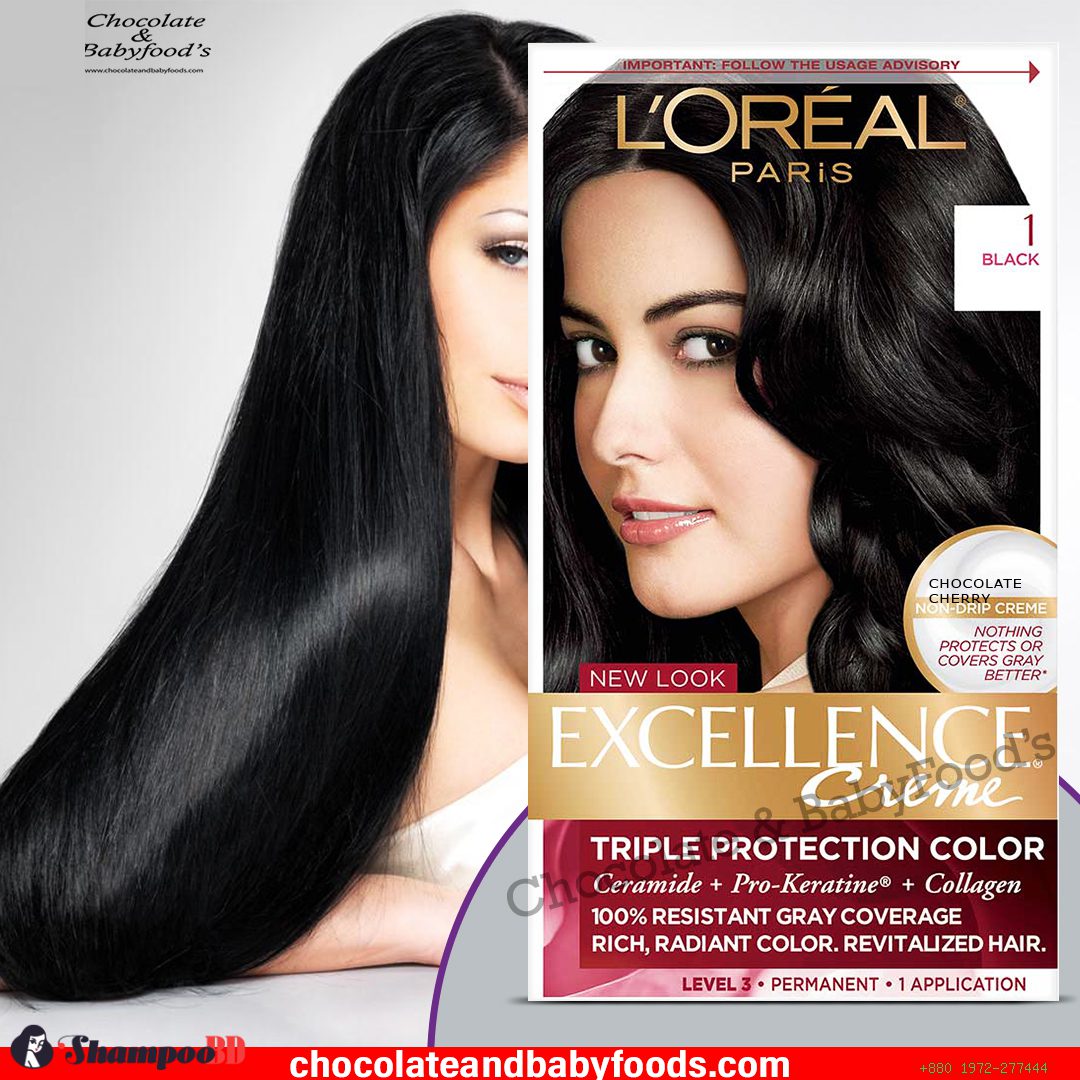 L'OREAL PARIS Excellence Crème Triple Protection Color Black 1 - Best Price in Bangladesh | Shampoobd