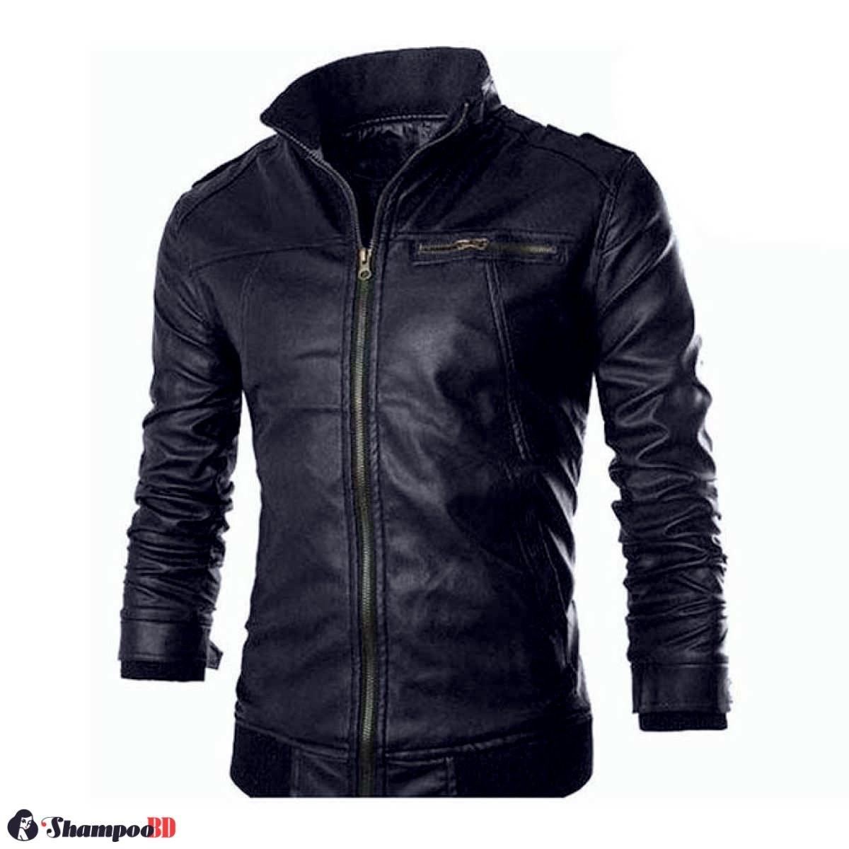 Gents Full Artificial Leather Jacket - Vip1 Blue