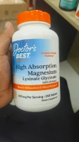 Doctor's Best High Absorption Magnesium Lysinate Glycinate 120pcs