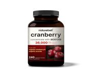 NatureBell Cranberry Pills 36,000mg with Acerola 240 Veggie Capsules