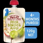 Heinz Pear, Banana & Apple Puree 4+months 120gm
