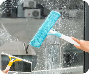2-in-1 Spray Type Brushes Cleaning Airbrush Glass Wiper Cleaner Washing Scraper Home Bathroom Car Window Cleaning Tool - Multi Color - Price in Bangladesh