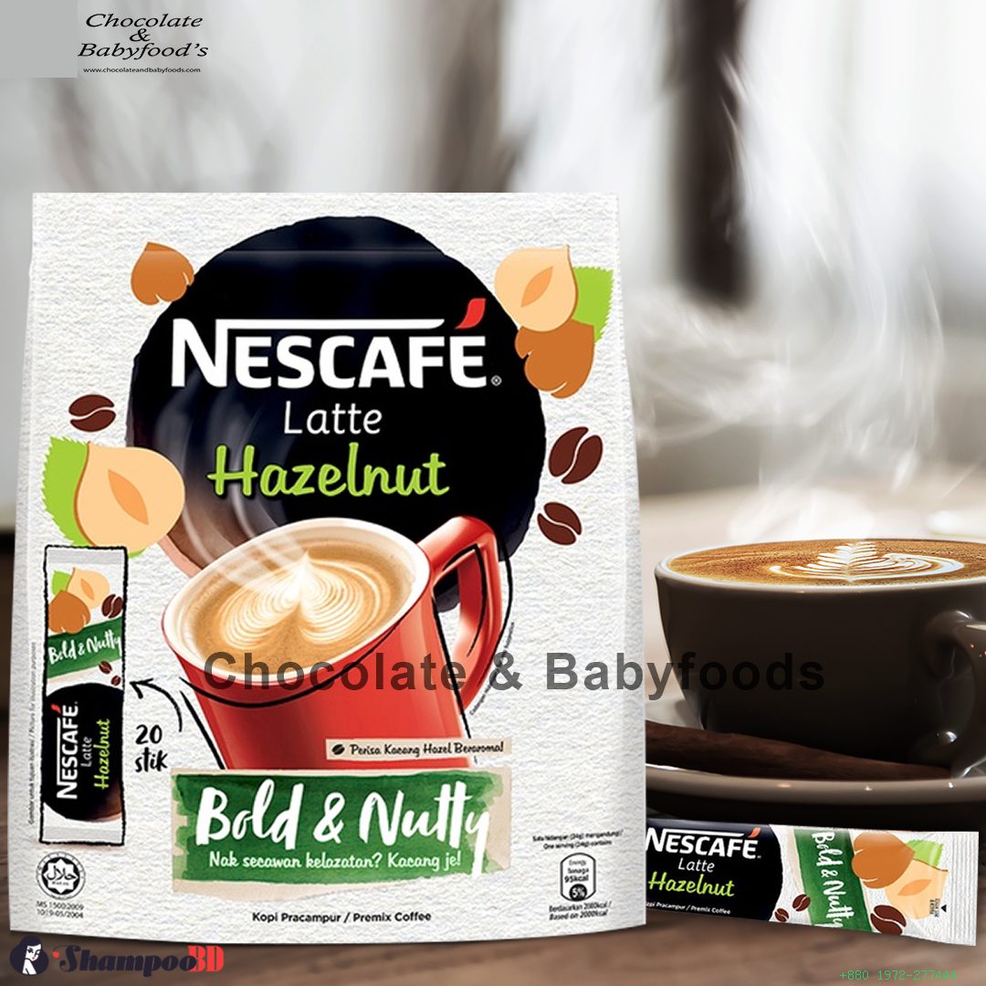 Nescafe Latte Hazelnut Bold & Nutty 20 Stik - Irresistibly Delicious and Nutty Latte Blend