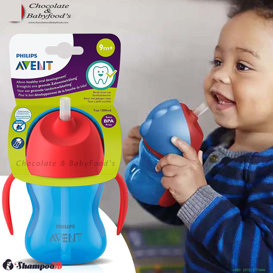 Philips Avent Bendy Straw Cup 9m+: Innovative 200ml Blue Cup