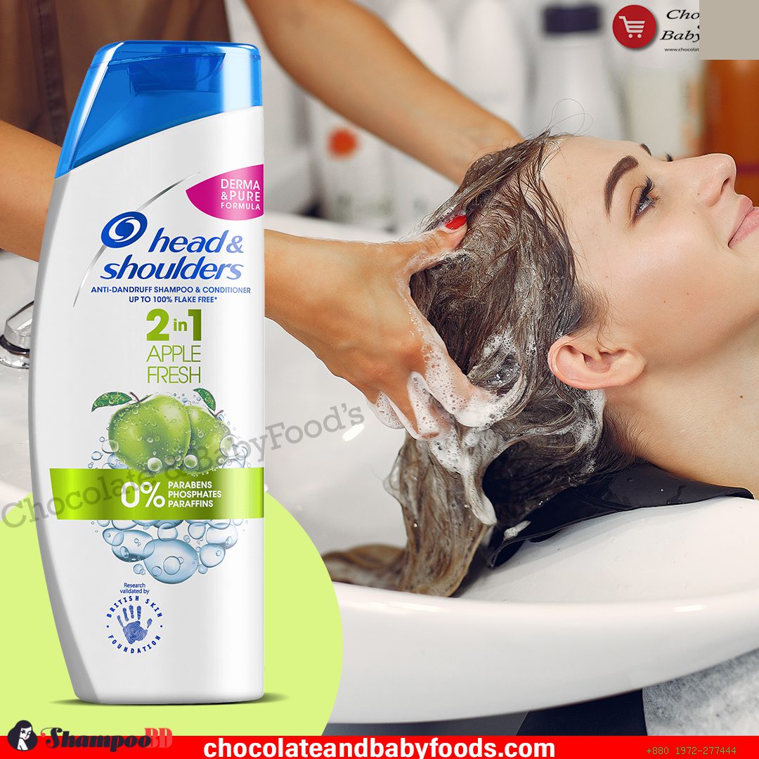 Head & Shoulders Apple Fresh 2 in 1 Anti-Dandruff Shampoo & Conditioner 450ml - Get Flakes-Free, Refreshing Hair