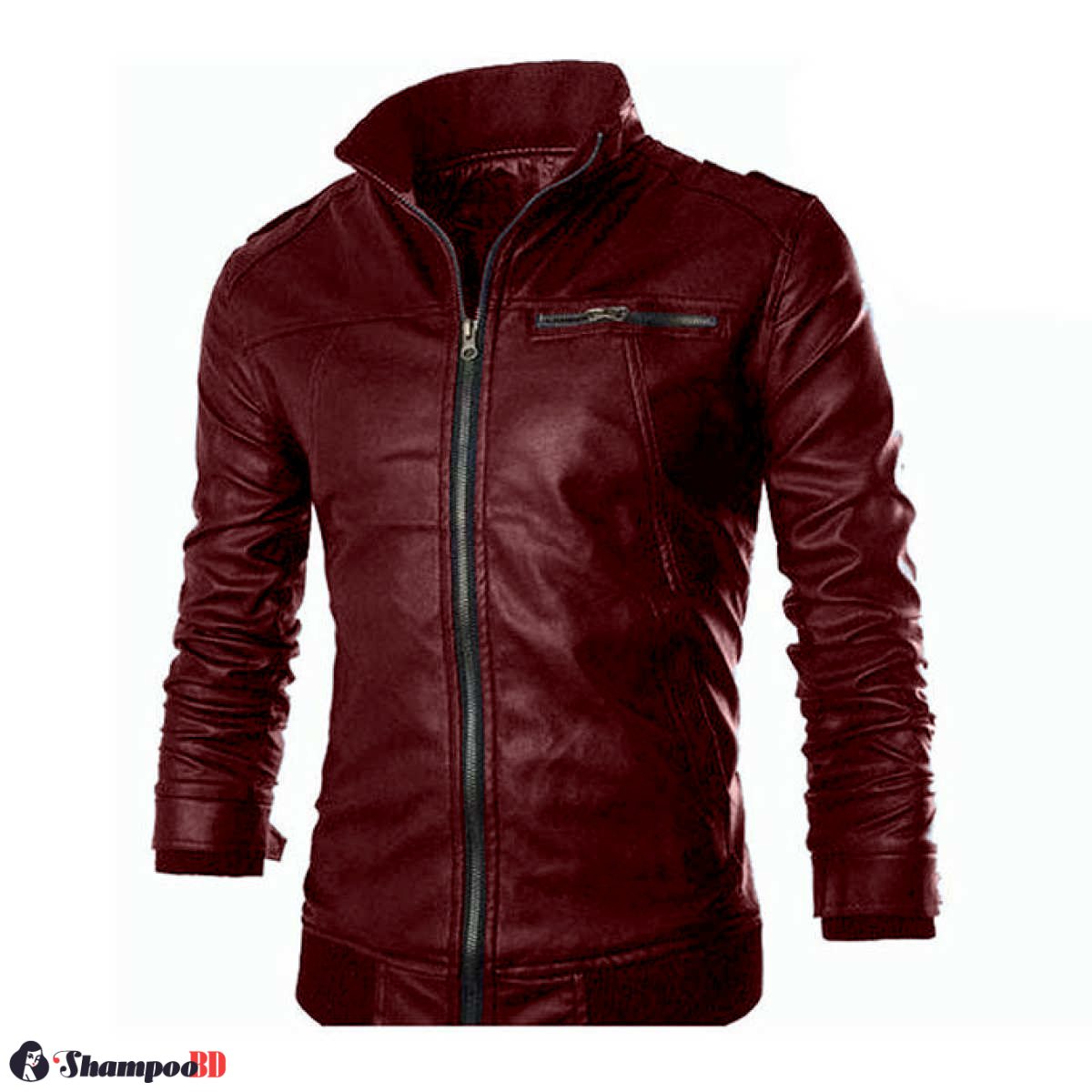 Gents Full Artificial Leather Jacket - Vip1 Red | Mens Fashion