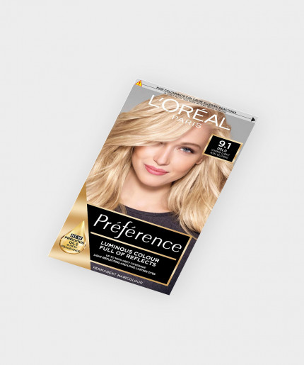 L'Oreal Paris Preference Permanent Hair Colour, 9.1 Light Ash Blonde