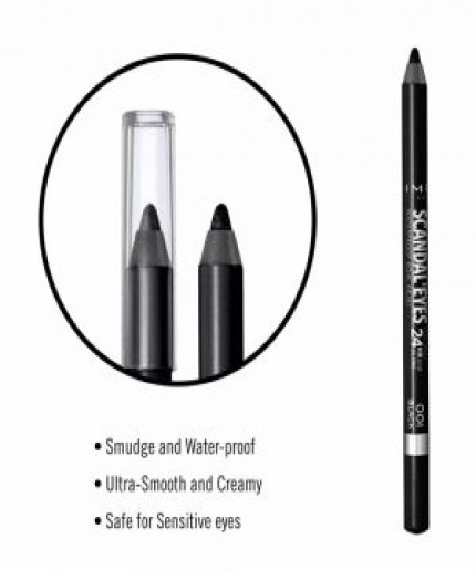 Rimmel Scandaleyes Waterproof Kohl Kajal- 001 Black - 1.3gm: Long-Lasting, Intense Black Eyeliner with Superior Water Resistance