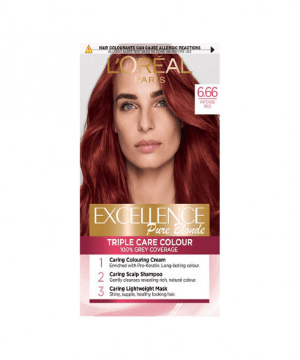 L'Oreal Excellence Crème 6.66: Intense Red Permanent Hair Dye - Shop Now and Transform Your Look!