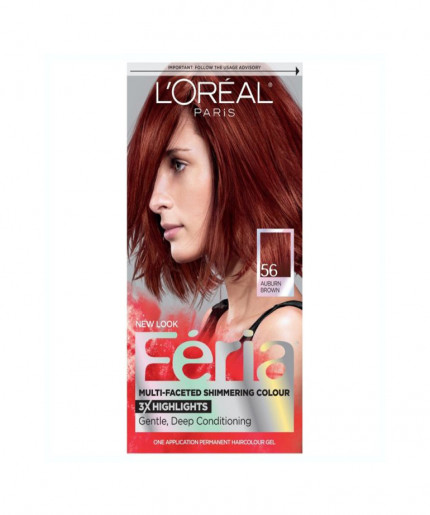 L'Oreal Feria Multi Faceted Shimmering Color Auburn Brown 56