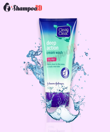 Clean & Clear Deep Action Cream Wash 150ml – Effective Face Cleanser for Clear Skin
