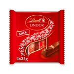 Lindt Lindor Milk Chocolate Bar (4pack x 25gm) 100G