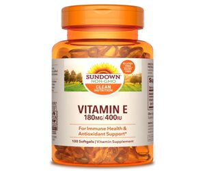 Sundown Naturals Vitamin E 180mg (400 IU) Di-Alpha 100 Softgels