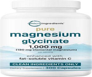 Pure Magnesium Glycinate 1000mg Per Serving 300 Capsules