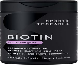 Sports Research Biotin 10,000 mcg 120 Veggie Softgels