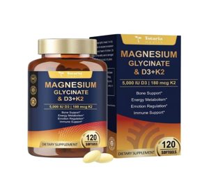 Totaria Health Magnesium Glycinate &amp; D3+K2 120 softgels