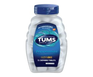 Tums Ultra Strength 1000 Peppermint Antacid Chewable 72 Tablets