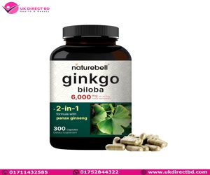 NatureBell Ginkgo Biloba 6,000mg with Panax Ginseng 500mg Per Serving 300 Capsules