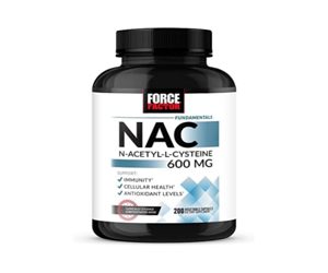 FORCE FACTOR NAC 600mg N-Acetyl Cysteine for Liver Health Immune Support &amp; Antioxidant Production Clinically Studied Dose 200 Capsule