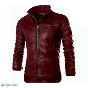 Gents Full Artificial Leather Jacket - Vip1 Red | Mens Fashion