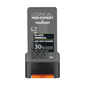 Loreal Men Expert Black Mineral Anti-Spot Shower Gel 300ml: Say Goodbye to Spots with Our Powerful Formula!
