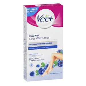 Veet Easy Gel 20 Wax Strip - Gentle Hair Removal Solution for Sensitive Skin & Long-lasting Smoothness