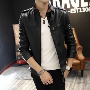 Gents Full Artificial Leather Jacket - Vip10 Black