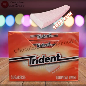Trident Sugar Free Tropical Twist Soft Gum - 12pcs Pack for a Refreshing Chewing Experience