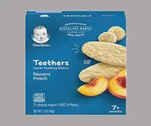 Gerber Teethers Banana Peach Wafers 48gm - Delicious and Nutritious Baby Snack for Teething Relief