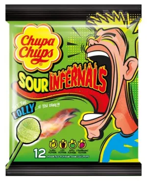 Chupa Chups Sour Infernals Lollipops 12pcs 114G