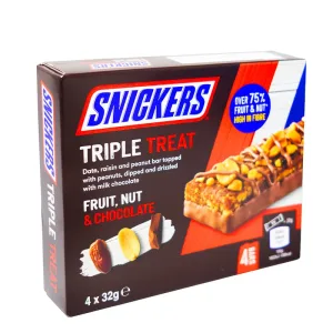 Snickers Triple Treat Fruit, Nut & Chocolate 4 Bars 128G