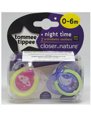 Tommee Tippee Night Time 2 Orthodontic Soother (Pink & Yellow Color) 0-6m Baby