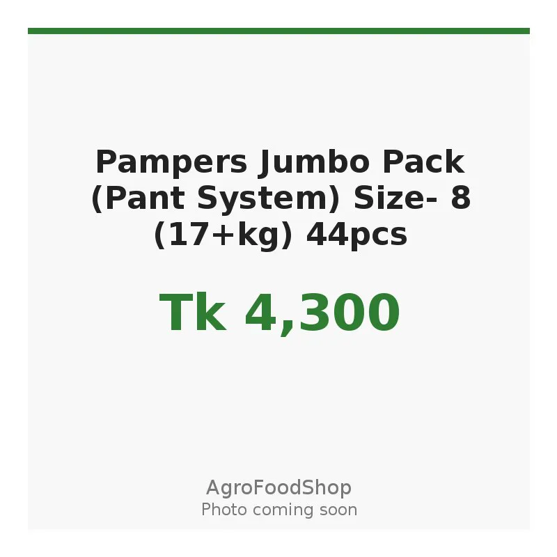 Pampers Jumbo Pack (Pant System) Size- 8 (17+kg) 44pcs