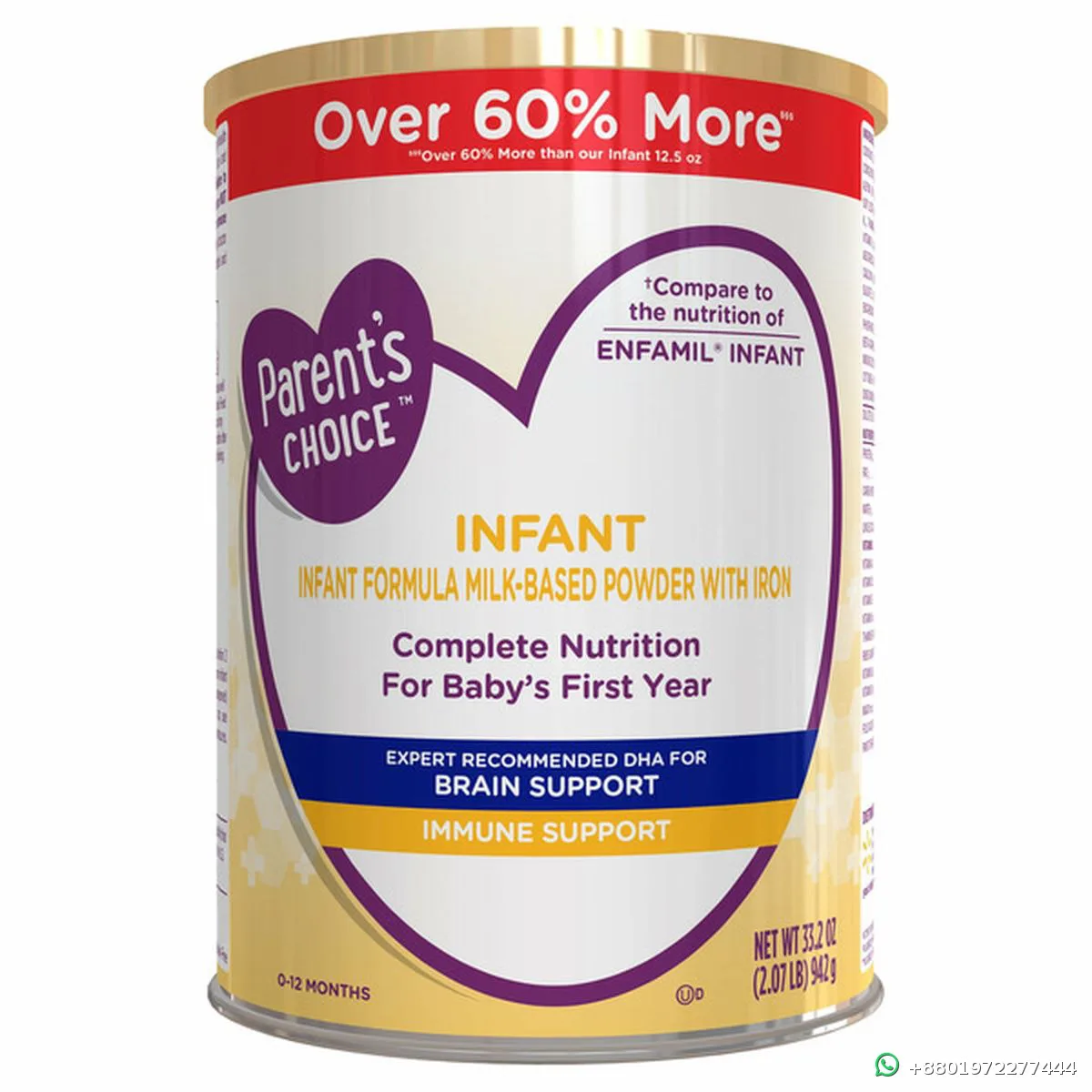 Parents Choice Infant Formula Milk-Based Powder with Iron 942g