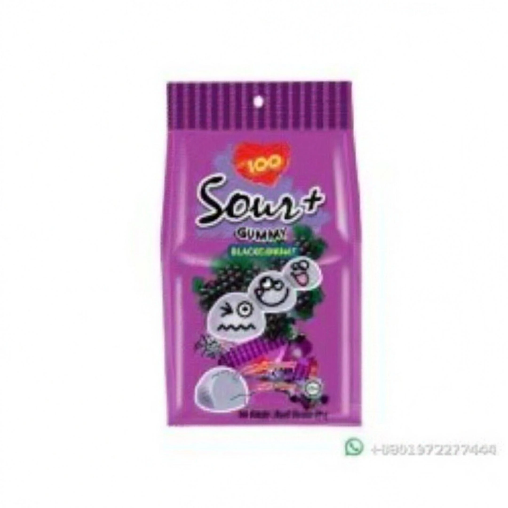 Lot 100 Sour+ Blackcurrant Flavored Gummy 95g