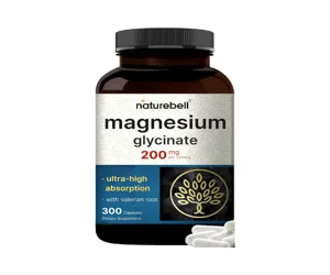 NatureBell Magnesium Glycinate Ultra High Absorption 200mg 300 Capsules