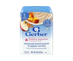 Gerber Powerblend Probiotic Oatmeal Lentil Peach &amp; Apple Cereal (227g)