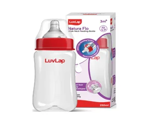 Anti-Colic Wide Neck Natura Flo Baby Feeding Bottle, 250ml.