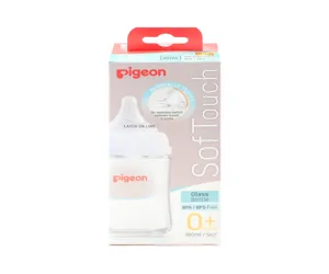 Pigeon SoftLatch Glass Feeding Bottle(160ml / 5oz, 0+months).