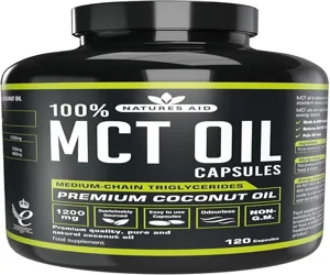 Natures Aid MCT Oil Capsules 1200mg Supplement 120 Capsules