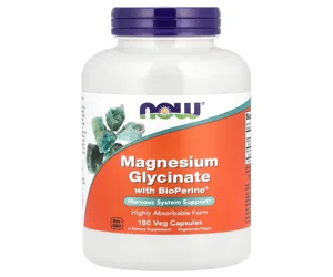 NOW Foods Magnesium Glycinate With BioPerine 180 Veg Capsules