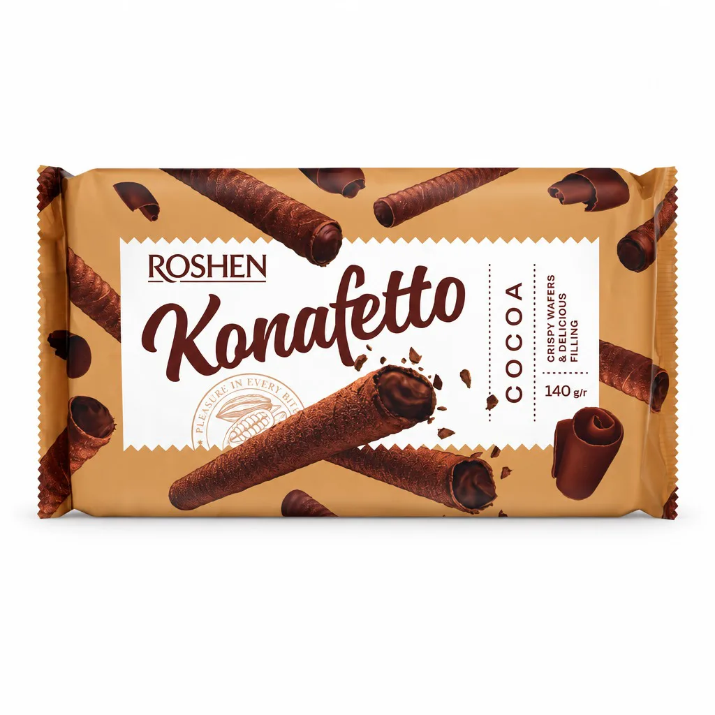 Roshen Wafers Roll Konafetto with Cocoa