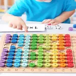Wood Match Multiplication Toy, 3 in 1 Children Multiplication Board for Home