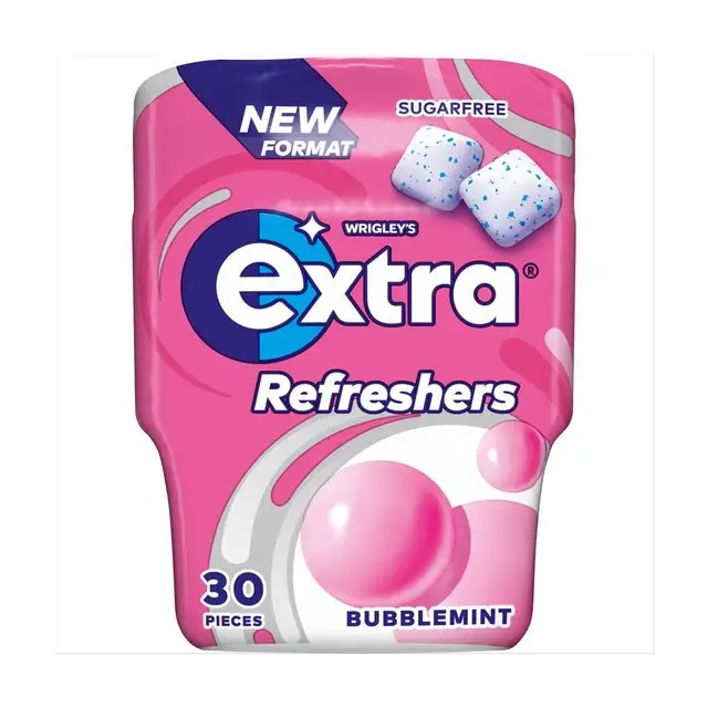 Wrigley's Extra Refreshers Bubblemint Sugar Free Chewing Gum Bottle 30pcs 67g