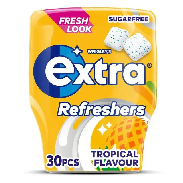Extra Refreshers Tropical Sugar Free Chewing Gum Bottle 30pcs 67