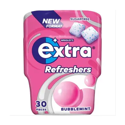 Wrigley's Extra Refreshers Bubblemint Sugar Free Chewing Gum Bottle 30pcs 67g
