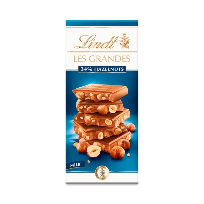 Lindt Les Grandes Milk Chocolate Hazelnuts 150g