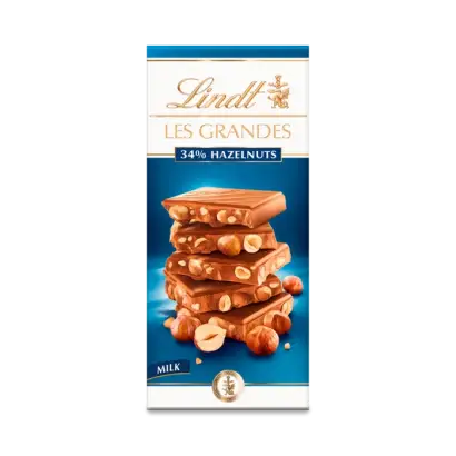 Lindt Les Grandes Milk Chocolate Hazelnuts 150g