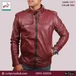 Gents Full Artificial Leather Jacket - Vip7 Red | Stylish jackets for men