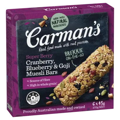 Carmans Muesli Bar Super Berry 6pack 270g